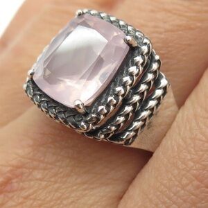 Michelle Albala Rose Quartz Wicker Sterling Silver 925 ring size 7